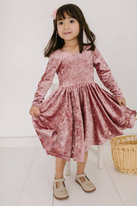 Gwendolyn Dress in Tea Rose Crushed Velvet