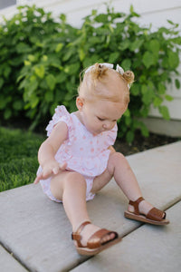 Betsy Bubble in Peach Of My Heart | Baby Onesie