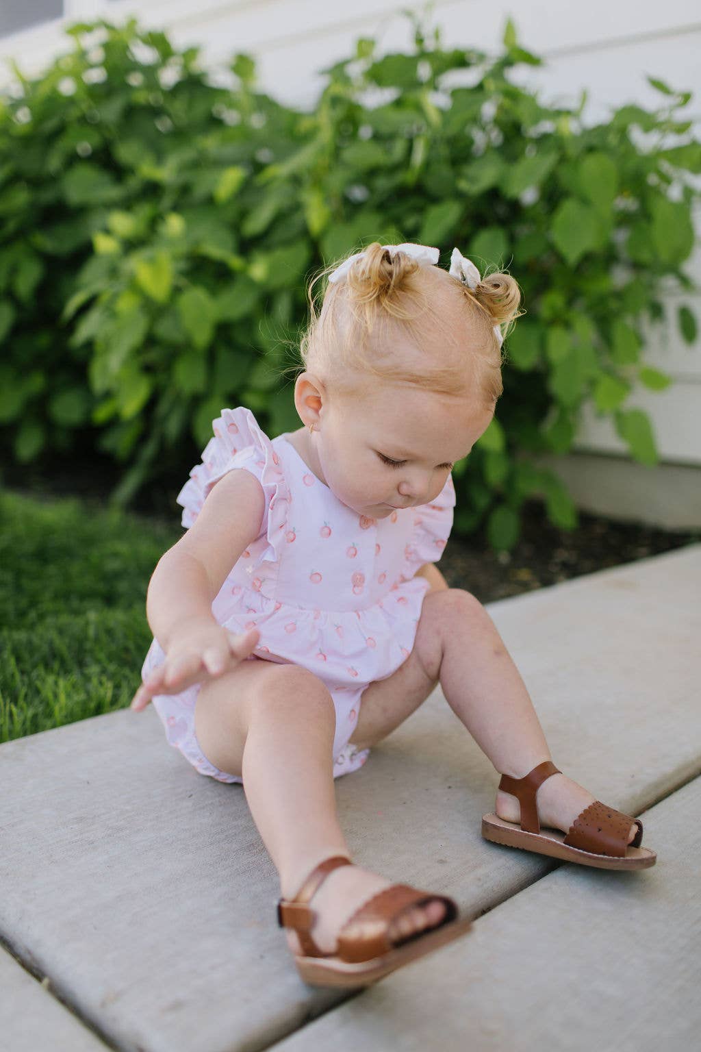 Betsy Bubble in Peach Of My Heart | Baby Onesie