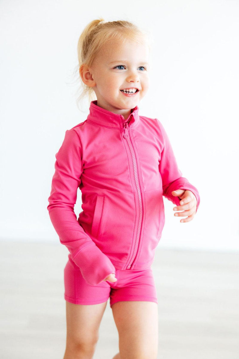 Mila & Rose Fuchsia Flash Full-Zip Ruffle Active Jacket