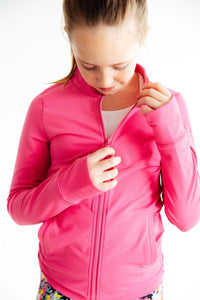 Mila & Rose Fuchsia Flash Full-Zip Ruffle Active Jacket