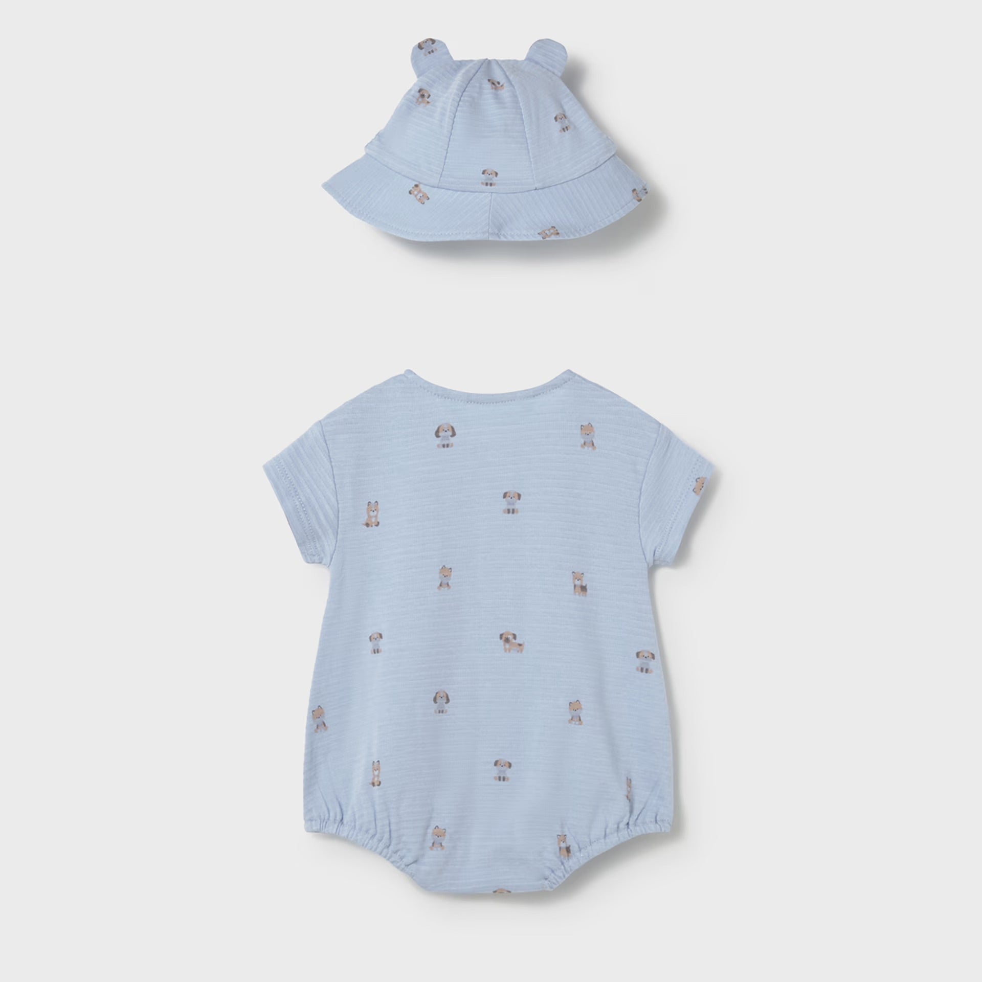Mayoral Newborn Boy Romper and Hat Set | Sky
