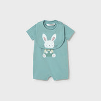 Mayoral Newborn Boy Romper with Bib Set | Glass