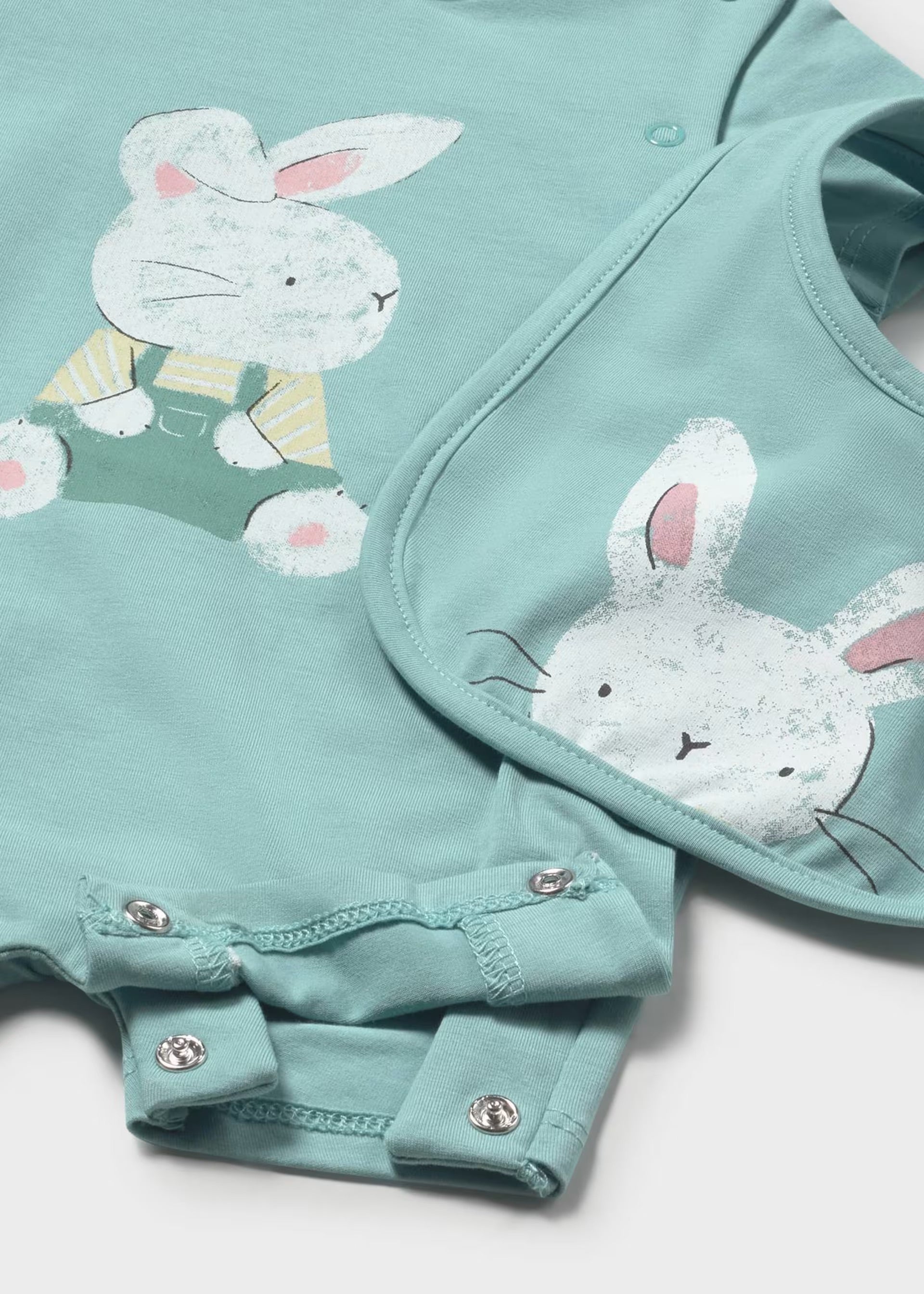 Mayoral Newborn Boy Romper with Bib Set | Glass