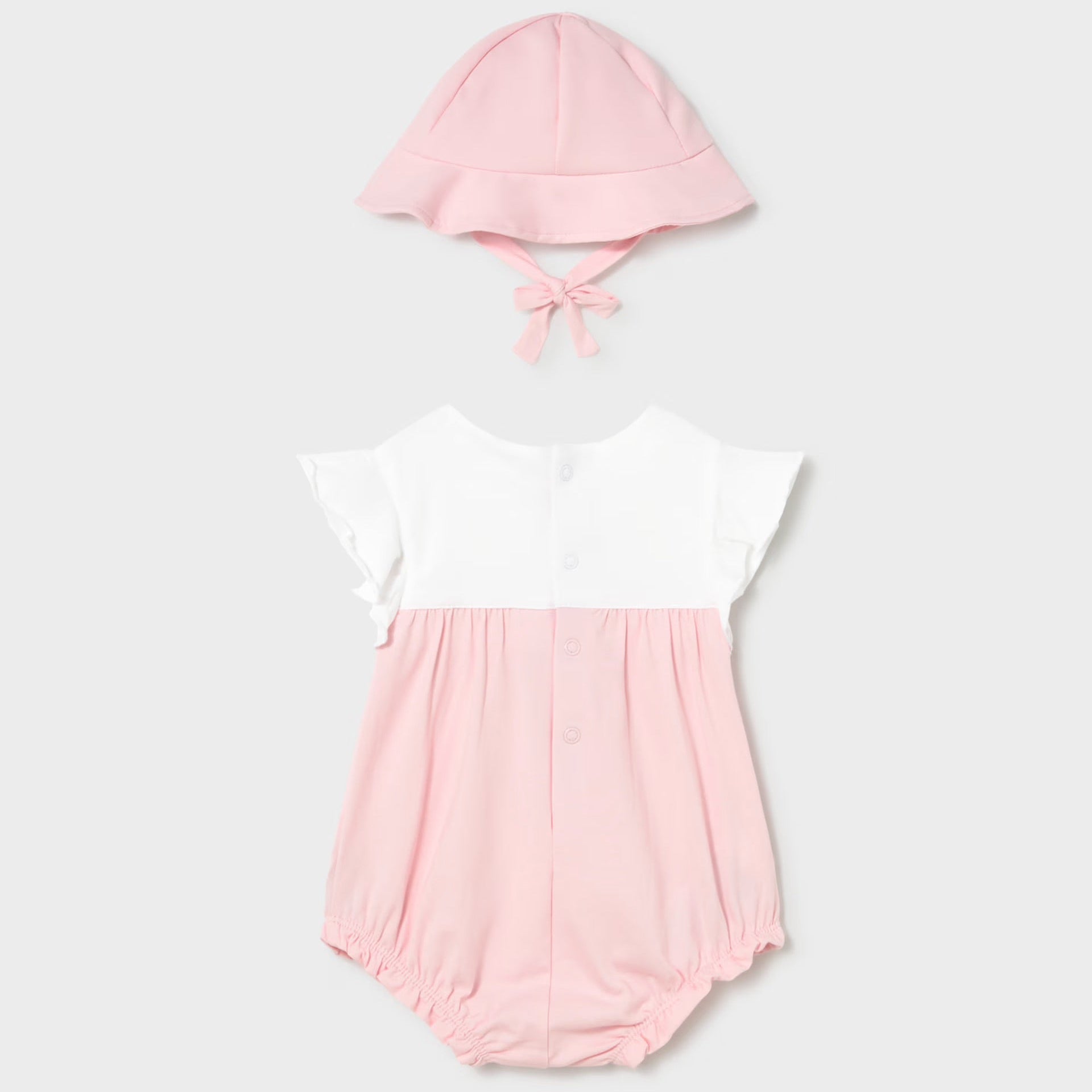 Mayoral Newborn Girl Floral Romper with Hat | Baby PInk