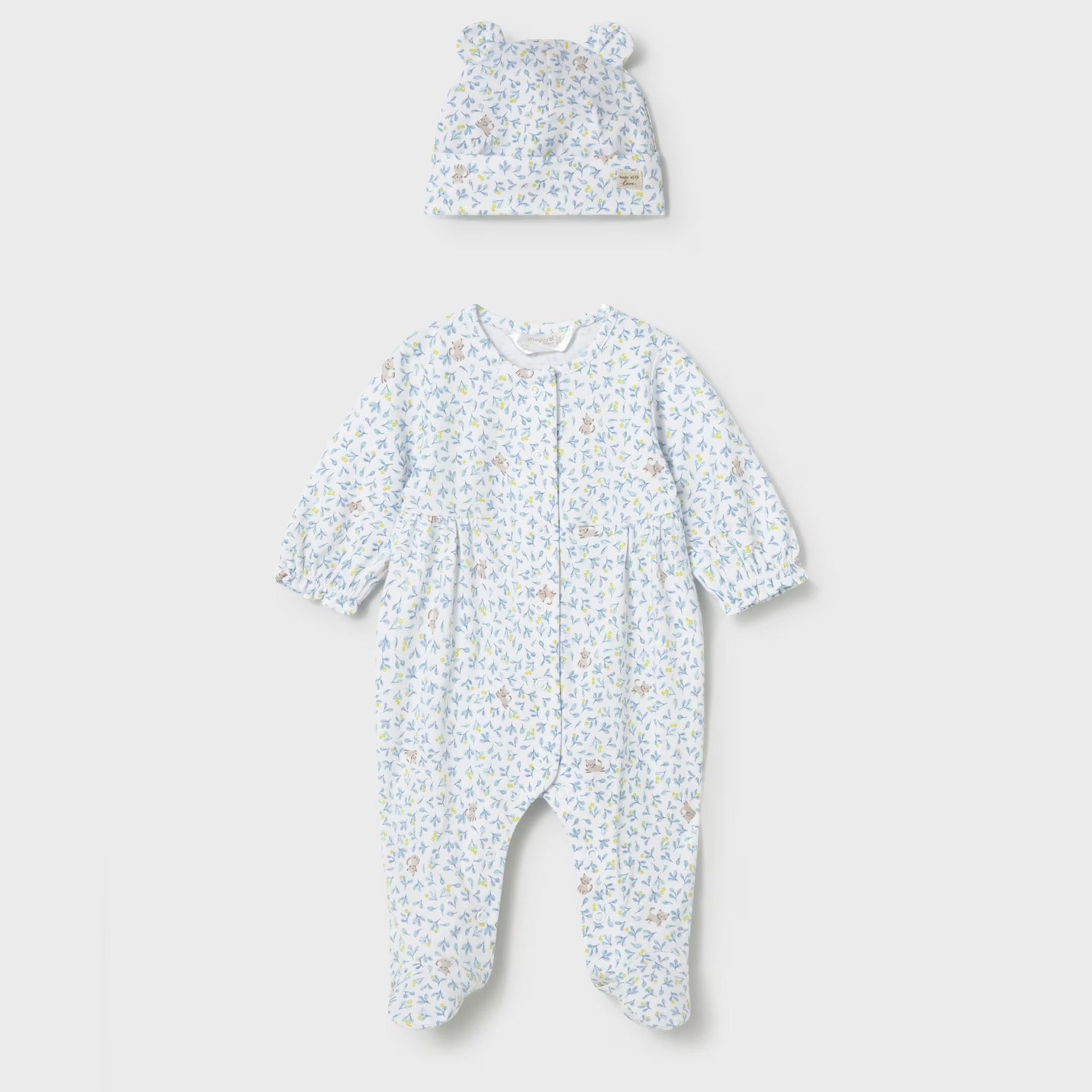 Mayoral Newborn Girl One-Piece with Hat Set | Lagoon