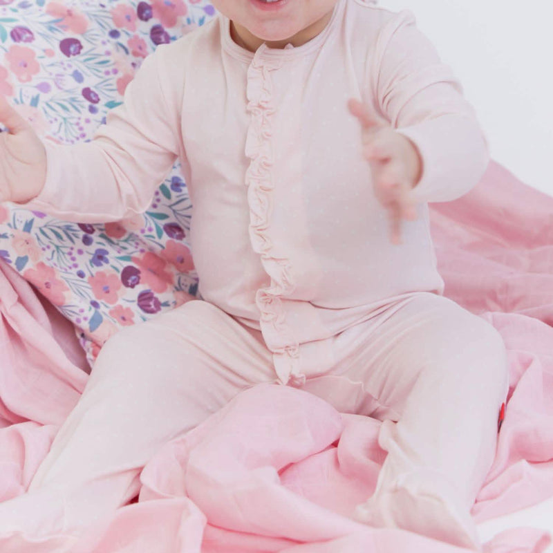 Magnetic Me Pin Dot Pink Modal Magnetic Parent Favorite Footie With Ruffles