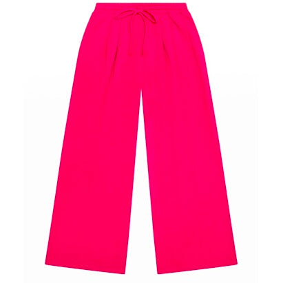 Tenly French Terry Pleated Wide Leg Pant Cerise | Cerise