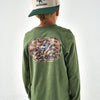 Burlebo Youth Tee | Ducks Flying In Olive