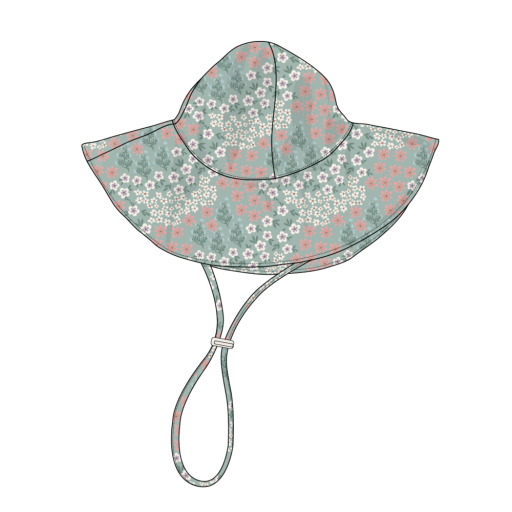 Babysprouts Clothing Company Sun Hat | Aqua Grey Floral