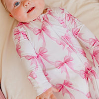 Copper Pearl Bamboo Zip-up Footie Pajama | Bow My Gosh