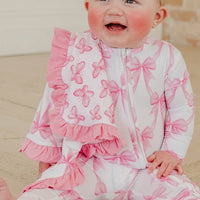 Copper Pearl Bamboo Ruffled Security Blanket Set | Bow My Gosh