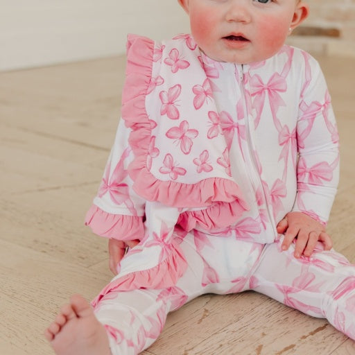 Copper Pearl Bamboo Ruffled Security Blanket Set | Bow My Gosh
