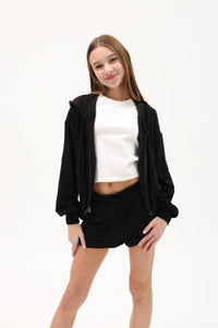 Tenly French Terry Paperbag Shorts Black | Black