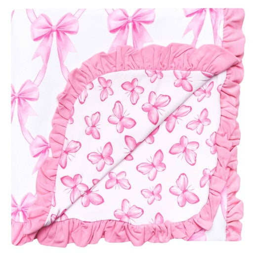 Copper Pearl Bamboo Ruffled Three | layer Quilt | Bow My Gosh