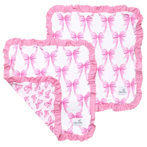 Copper Pearl Bamboo Ruffled Security Blanket Set | Bow My Gosh