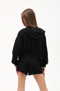 Tenly French Terry Paperbag Shorts Black | Black