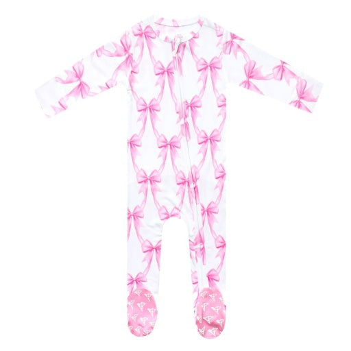 Copper Pearl Bamboo Zip-up Footie Pajama | Bow My Gosh