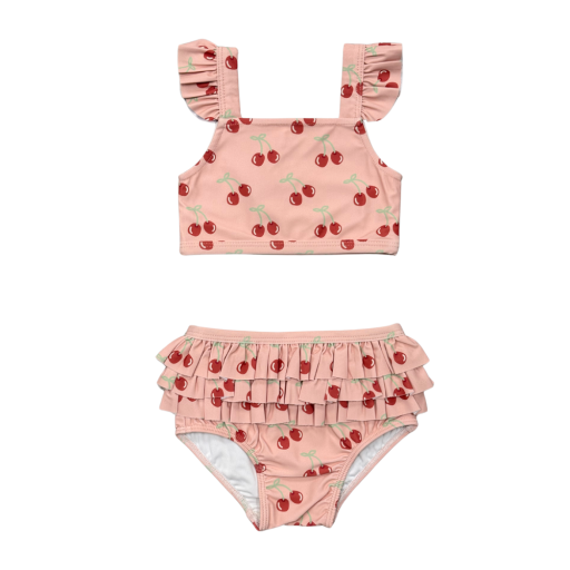 Babysprouts Clothing Company Girl's Two-Piece Ruffle Swimsuit | Cherries