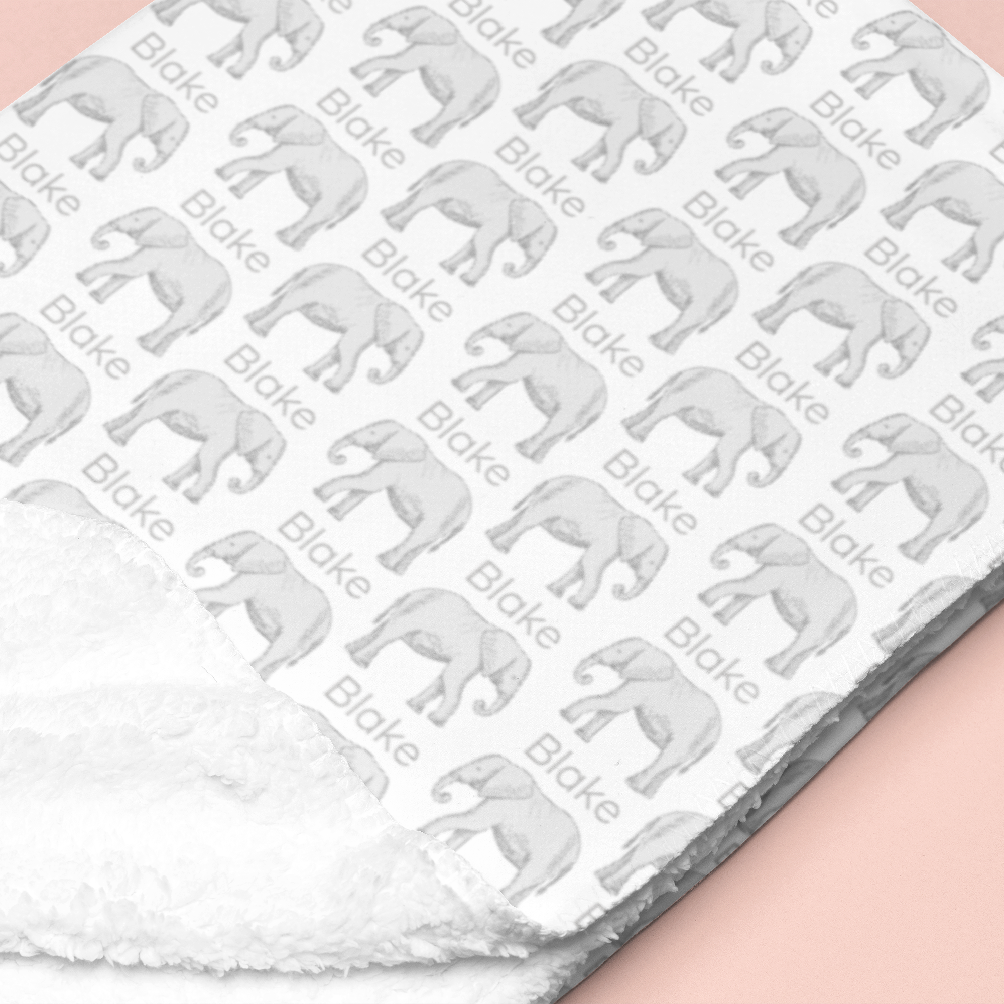 Sugar + Maple Sherpa-Lined Personalized Blanket | Elephants