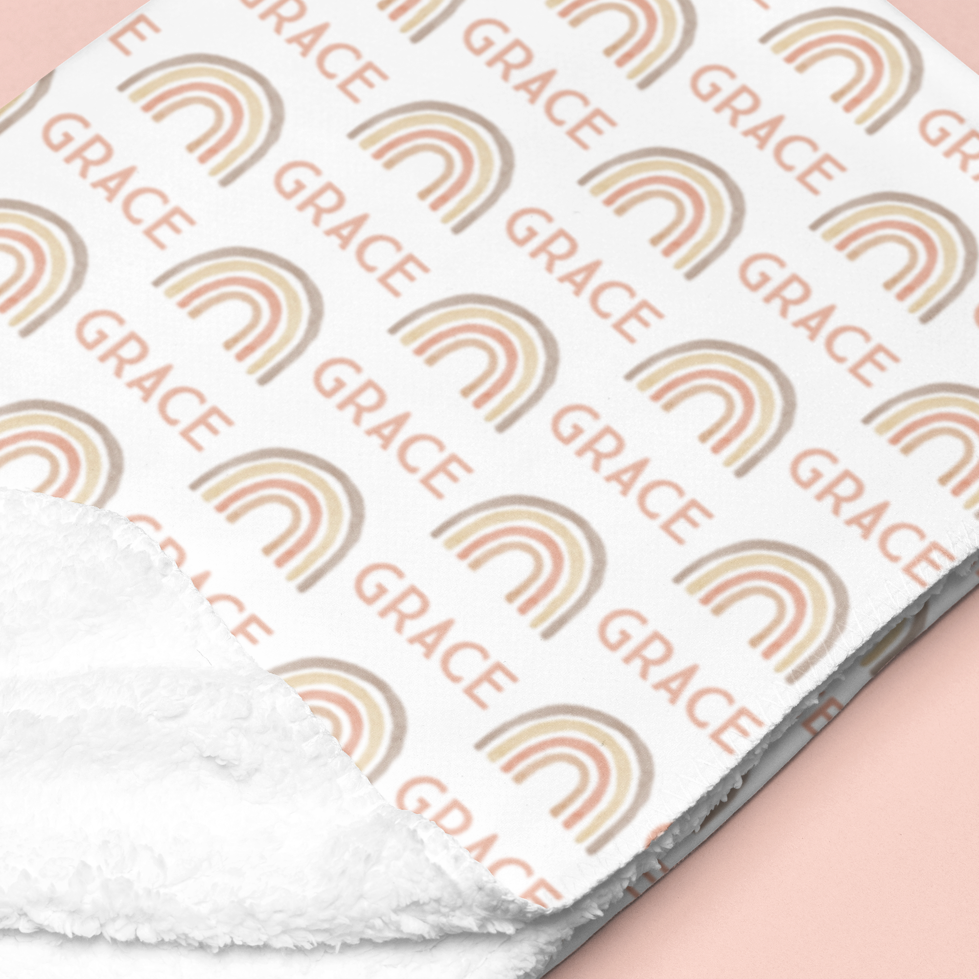 Sugar + Maple Sherpa-Lined Personalized Blanket | Rainbows