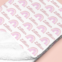 Sugar + Maple Sherpa-Lined Personalized Blanket | Rainbows