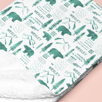 Sugar + Maple Sherpa-Lined Personalized Blanket | Woodland