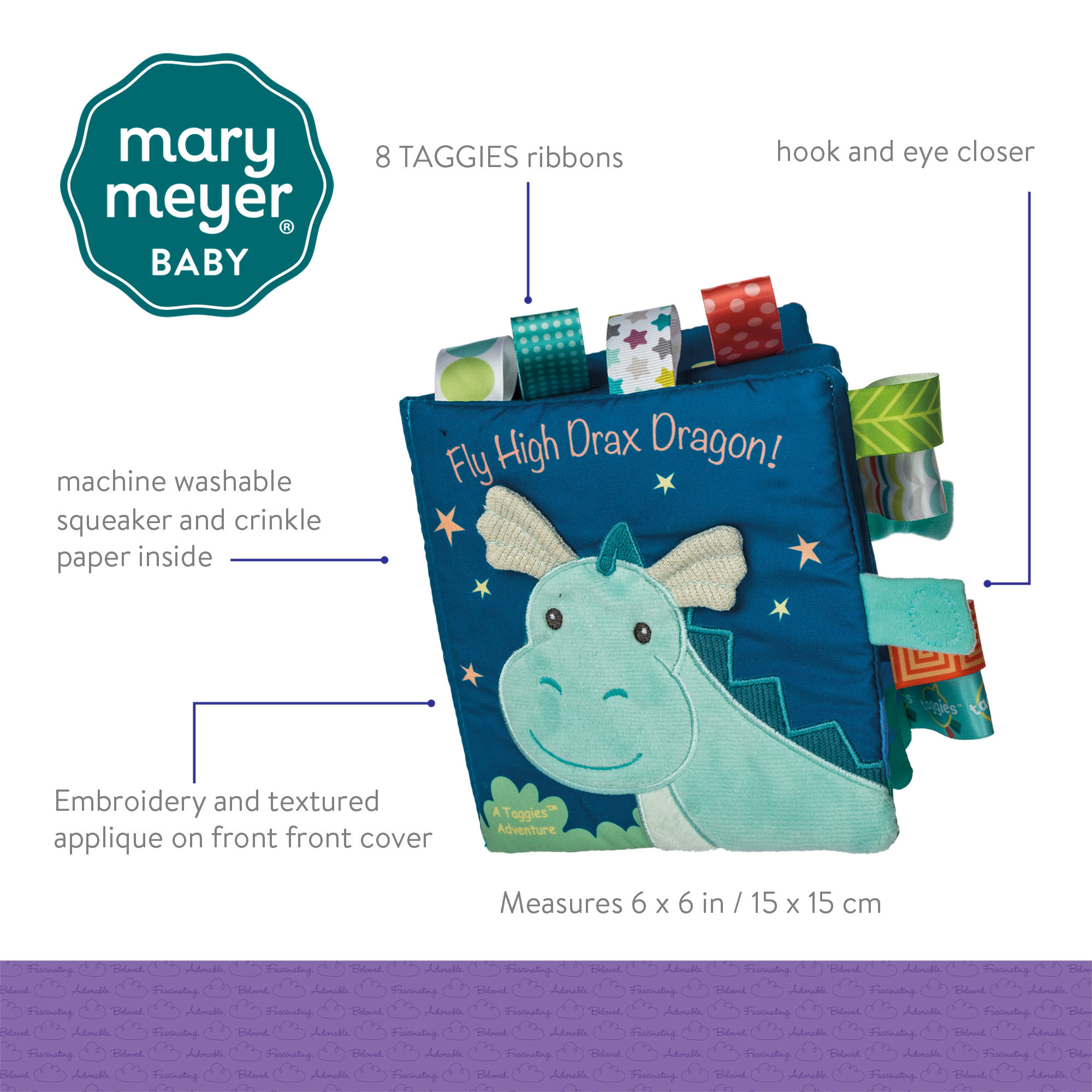 Mary Meyer Taggies Drax Dragon Soft Book