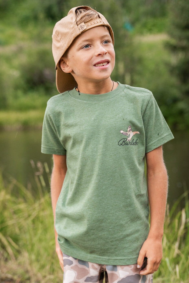 Burlebo Youth | Ducks Flying In | Short Sleeve | Heather Olive