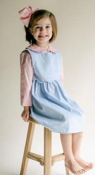 Scallop Jumper Dress- Baby Blue Cord