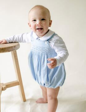 Smocked Bubble - Baby Blue Cord