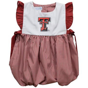 Texas Tech Red Raiders Embroidered Red Gingham Girls Bubble