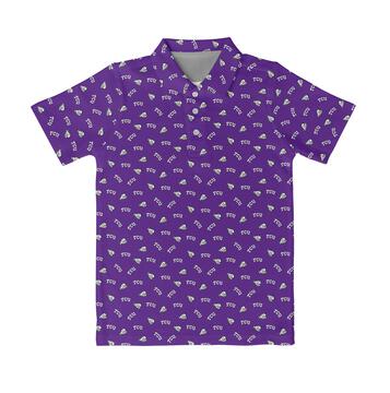 TCU Horned Frogs Vive La Fete Game Day All Over Logo Purple Short Sleeve Polo Box Shirt