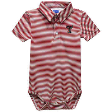 Texas Tech Embroidered Red Stripe Knit Polo Onesie