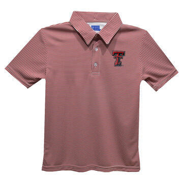 Texas Tech Red Raiders Embroidered Red Stripes Short Sleeve Polo Box Shirt