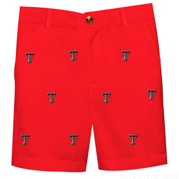 Texas Tech Red Raiders Vive La Fete Boys Game Day All Over Logo Red Structured Shorts with Side Pock