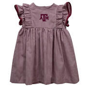 Texas A&M Aggies Embroidered Maroon Gingham Girls Ruffle Dress