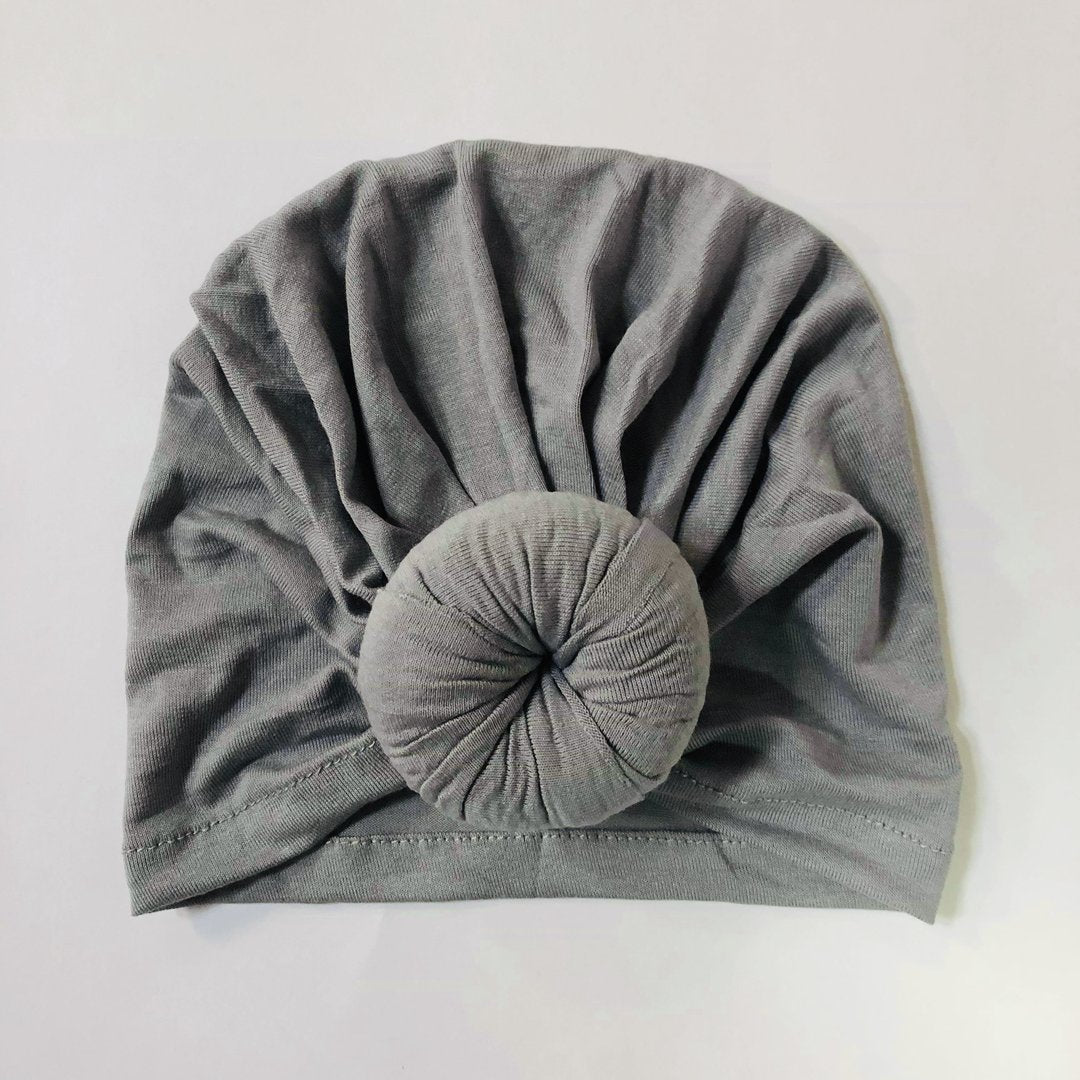 Sugar + Maple Baby Top Knot Hat | Silver