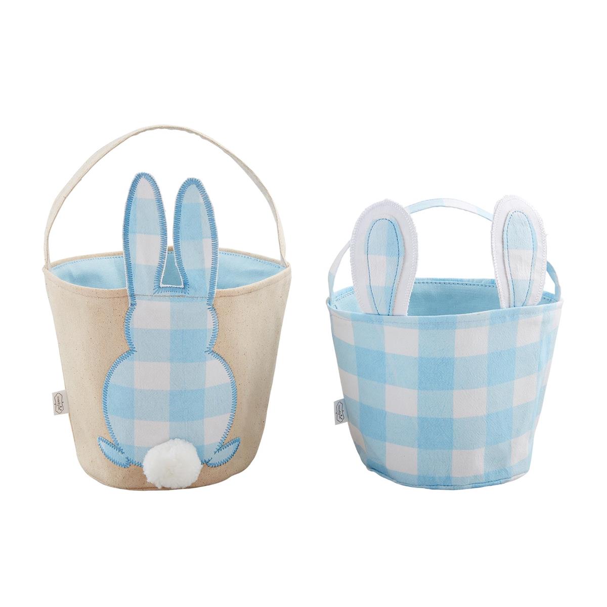 Mud Pie Blue Check Bunny Basket