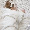 Saranoni Lush Satin Border Receiving Blanket | Ivory