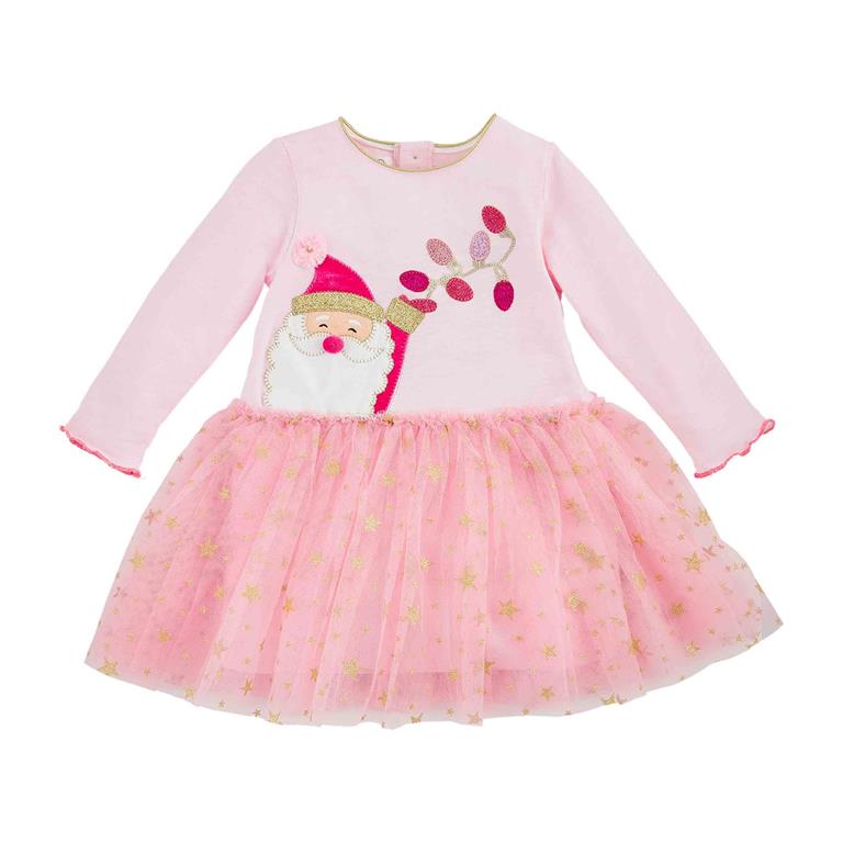 Mud Pie Pink Santa Mesh Dress