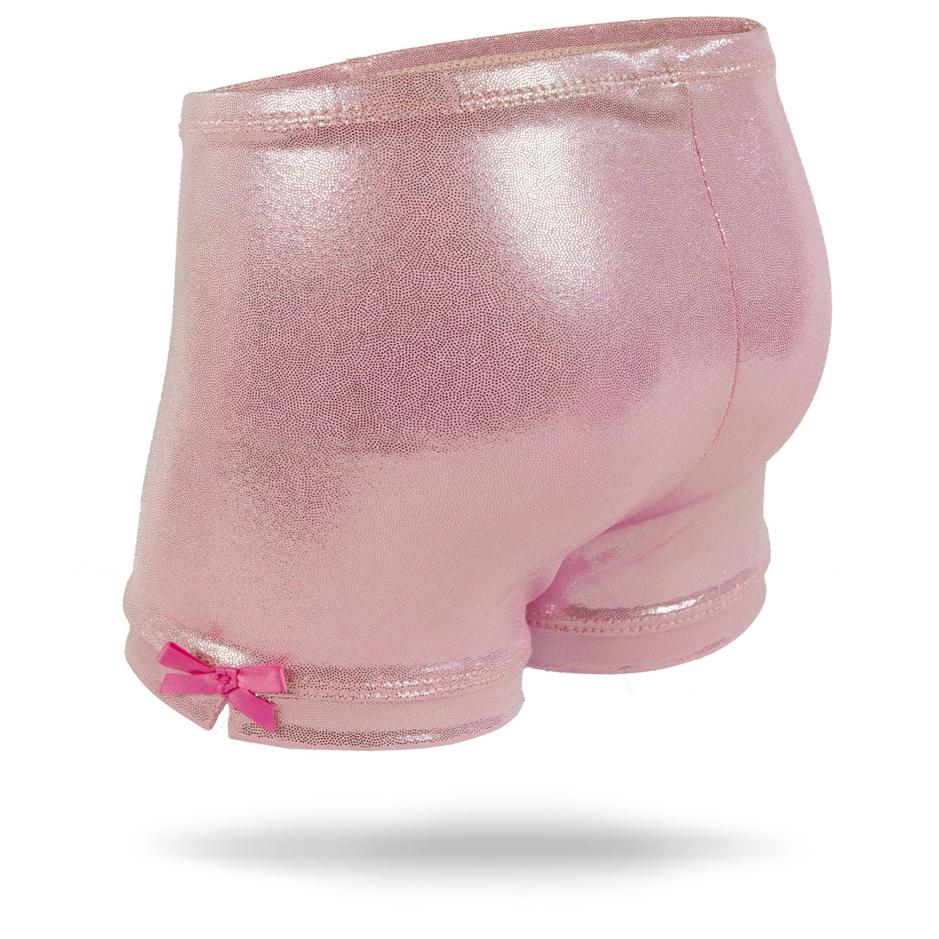 Carnation Pink Shimmer Girls Spandex Shorts