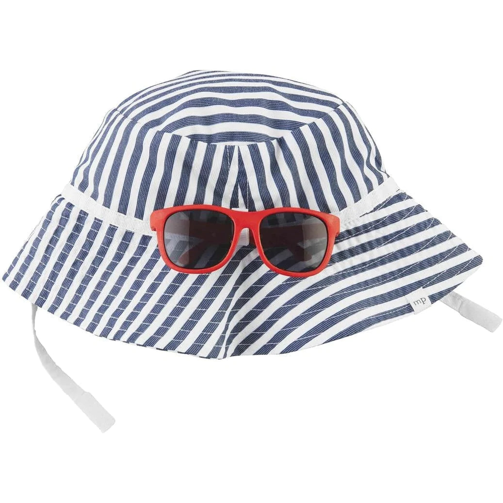 Mud Pie Blue Stripe Hat And Sunglasses