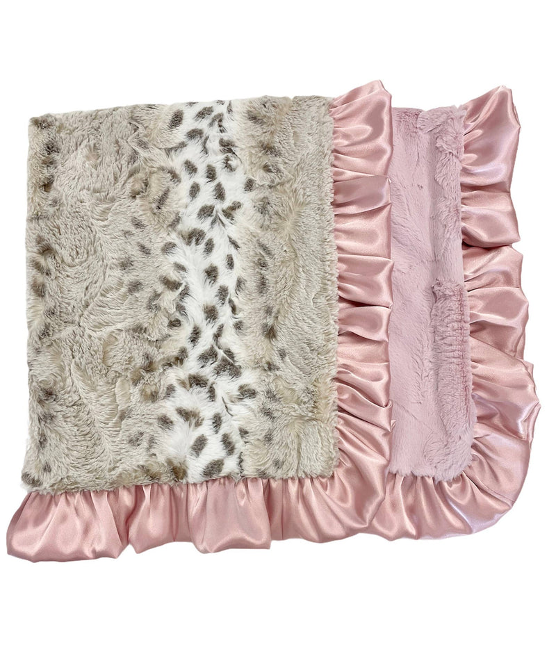 Snowcat/ Dusty Pink Luxe Cuddle Blanket