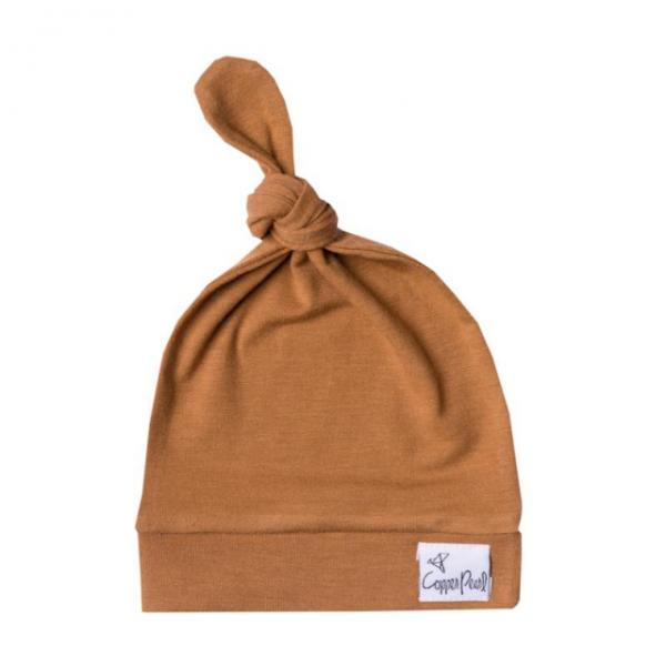 Copper Pearl Top Knot Hat | Camel