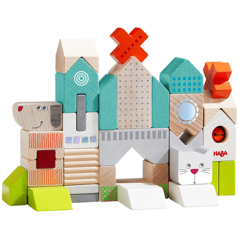 Haba Dog & Cat 31-Piece Wooden Building Block Set