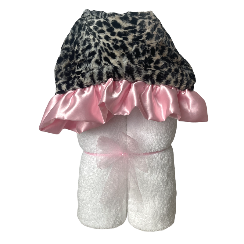 Hooded Towel- Baby Pink Cheetah