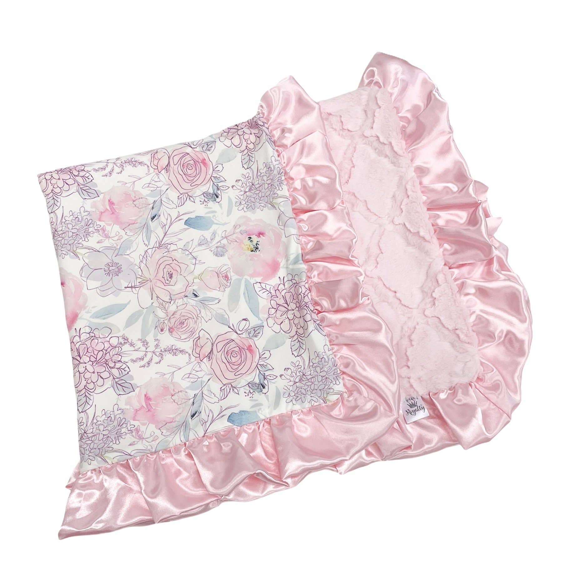 Bashful Pink Floral Luxe cuddle Blanket