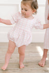 Puff Romper in Pink Picnic | Baby Bubble
