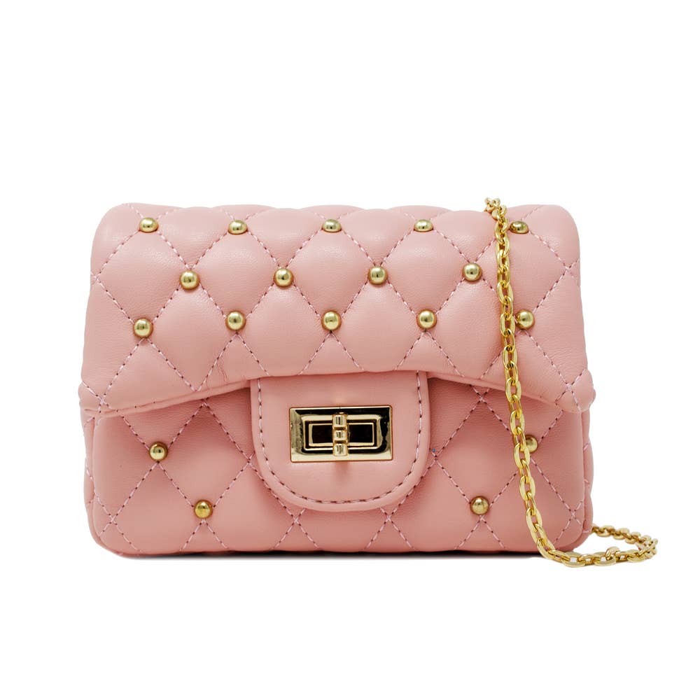 Classic Quilted Stud Mini Bag: Pink